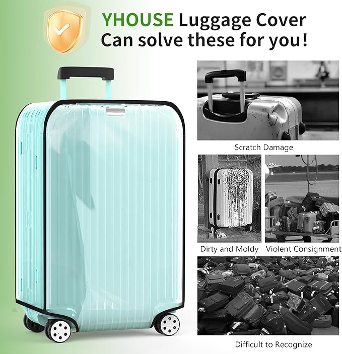 Suitcase Covers For Luggage, 30 Inch Clear PVC Luggage Covers Protector Full Thicken Transparent Waterproof Suitcase Sleeve With Large Velcro for 30" Wheeled Suitcases