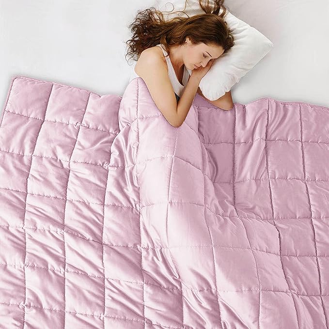 L'AGRATY Weighted Blanket - 80"x87" 25lbs Cooling Breathable Heavy Blanket Microfiber Material with Glass Beads Big Blanket for Adult All-season Summer Fall Winter Soft Thick Comfort Blanket