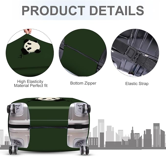 ANNA QUEEN Panda Luggage Cover, Cute Panda Design Suitcase Protector, Stretchable Washable Travel Sleeve for 32-34 Inch Luggage
