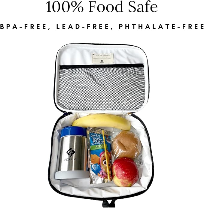 Fenrici Tie Dye Lunch Box for Boys, Girls, Kids Insulated Lunch Bag for School, Soft Sided Compartments, Spacious, BPA Free, Food Safe,10.8in x 8.5in x 2.8in, Tie Dye, Blue