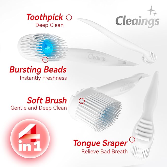 cleaings® Mini Disposable Toothbrush Set with Toothpaste – Travel Essentials, Portable Toothbrush for Women & Men, Camping, Road Trip, Vacation, 24 Count-Intense Mint Flavor（Pack of 5）