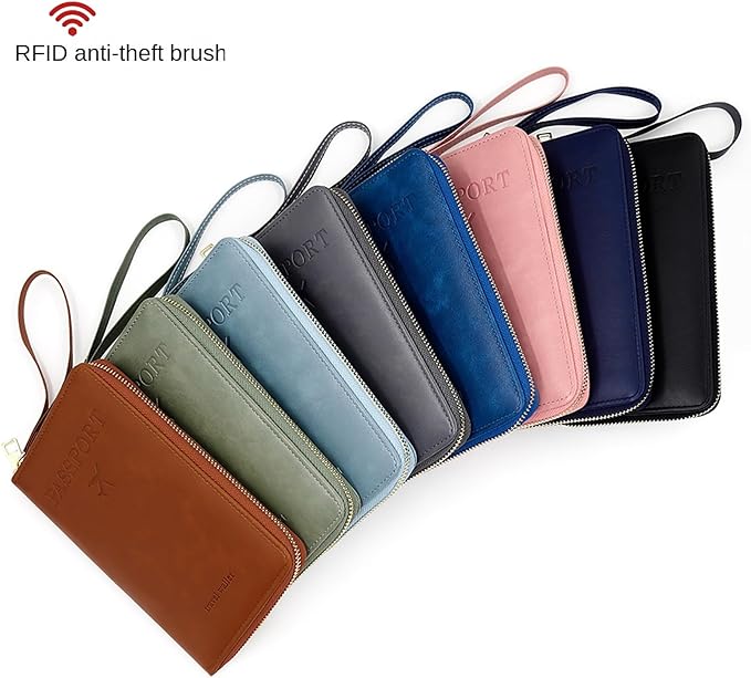 Rowgins Rfid Blocking Passport Holder Wallet, Rowgins Rfid Passport Holder with Zipper, PU Leather PassportHolder for Travel (BROWN)
