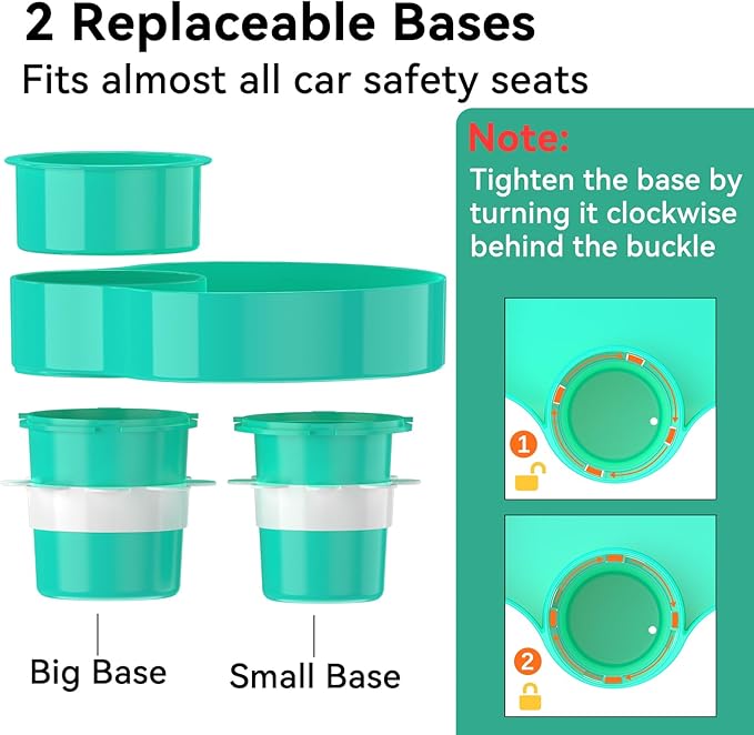 [2 Packs] Kids Car Seat Tray, Travel Tray with Cup Holder for Toddler Baby, Kids Car Seat Food Snack Organizer for Road Trip, Stroller snack Organizer Travel Must Haves Toddler Must Haves (Cyanine)