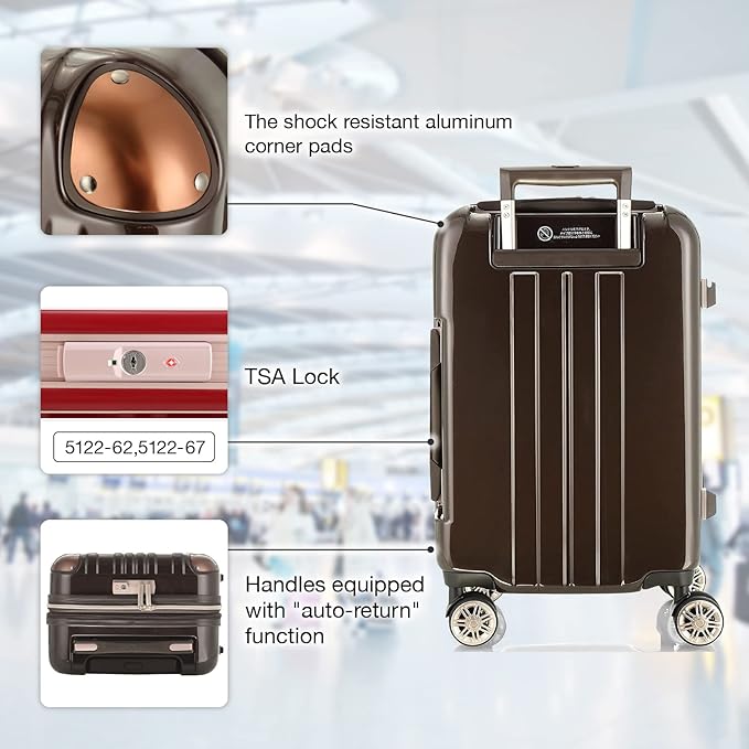 LEGEND WALKER Durable Aluminum Frame Hardside Luggage, 29-inch, Rose Gold, 5122-67-RGD
