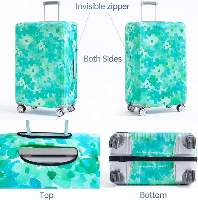 Travelkin Luggage Covers For Suitcase Tsa Approved,Suitcase Cover Protector Fit 18-32 Inch Luggage (Blue Floral, XL)