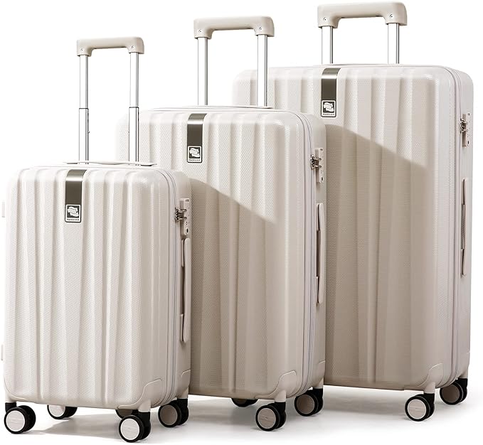 Hanke Suitcase, 2-Piece Set (20/29 Inch) Lightweight Hardshell PC Luggage with Spinner Wheels & TSA Lock, Gray, Extra Large Rolling Travel Bag, Nestable Storage, Waterproof, 103L
