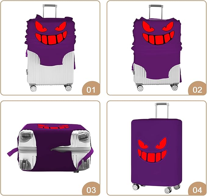 Travel Luggage Cover Thicker Spandex Suitcase Protector Elastic Washable Baggage Covers (M (for 23-24 inch luggage), Purple Eye)