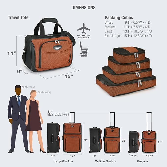 Travel Select Amsterdam 4-Piece Softside Expandable Rolling Luggage Set, Lightweight 2-Wheel Suitcases, Packing Cubes, Travel Tote, Durable Polyester Construction, Gray