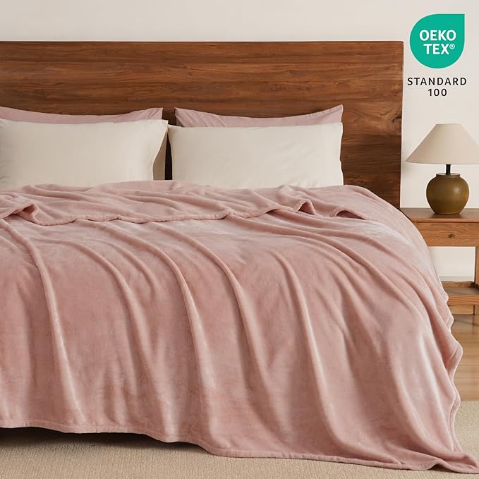 PHF Ultra Soft Fleece Blanket Twin Size, No Shed No Pilling Luxury Plush Cozy 300GSM Lightweight Blanket for Bed, Couch, Chair, Sofa Suitable for All Season, 66" x 90", Rose Pink