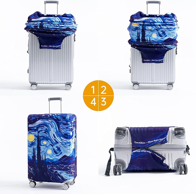 Travelkin Luggage Covers For Suitcase Tsa Approved,Suitcase Cover Protector Fit 18-32 Inch Luggage (Galaxy, XL)