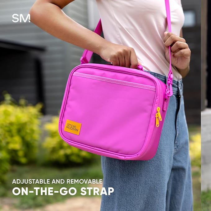 Simple Modern Hadley with Shoulder Strap | Lunch Box for Kids, Teens, and Adults | Insulated Bag for Girls, Boys, Women, Men | Meal Containers with Exterior and Interior Pockets | Midnight Black
