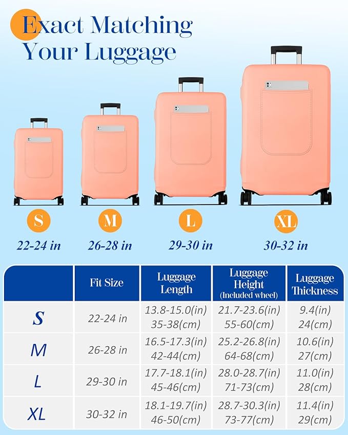 Slohif Luggage Cover for Suitcase Tsa Approved Protector - Luggage Sleeve Suit Case Cover Travel Stretch Large Baggage Case Protective Washable Fit 22-24 Inch Rose