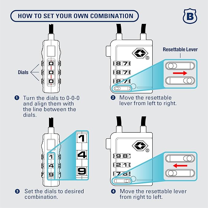 Brinks TSA Accepted Indicator Luggage Lock, Black - Ressetable Combination, 2.5 inch Long Shackle, New More Secure TSA008 Key, 2 Pack