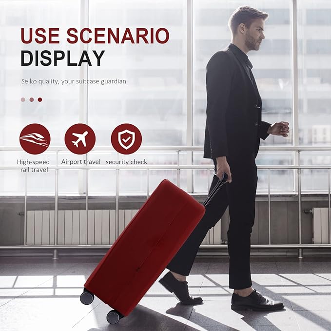 Travel Luggage Cover Suitcase Protector Scratch-Resistant Fit 19-31 Inch Suitcase, Not Included Suitcase (Claret, M(24-25 inch))