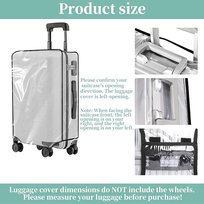 Clear PVC Luggage Cover, Waterproof Dustproof Anti-Scratch Suitcase Protector, Fits Wheeled Suitcases 18" 22" 24" 26" 28" 30" - Thicken Baggage Cover Case（28“）