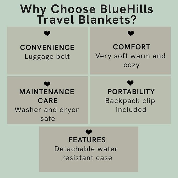 BlueHills Ultra Compact Travel Blanket 2 Pack Large Soft Cozy Portable Blanket Sheet with Carry Case and for Flight Airplane Car Layover Camping Hotel Grey C202-2PK-Gray