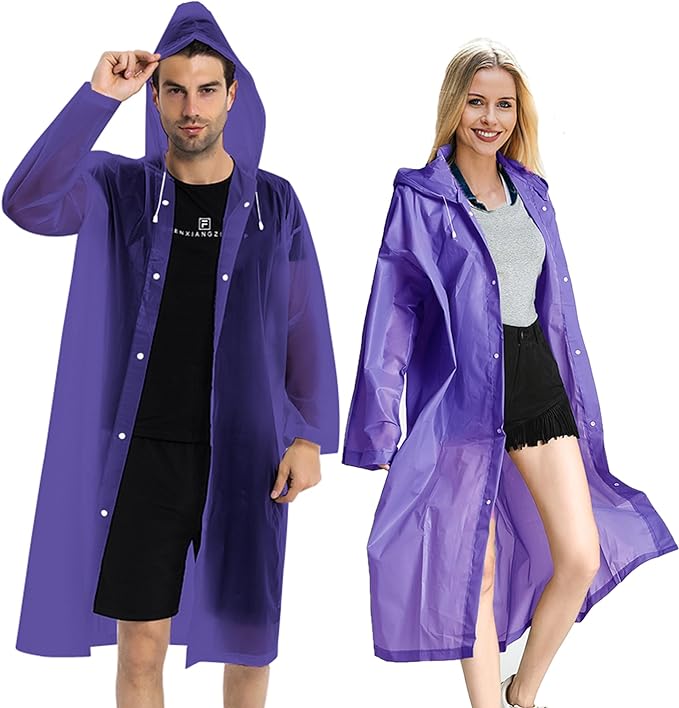 Rain Coats (2 Pack) - Reusable EVA Rain Ponchos for Adults Rain Jackets Raincoats for Men Women