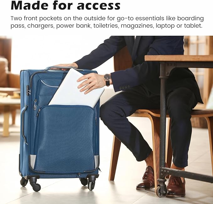 Coolife Luggage 4 Piece Set Suitcase Spinner TSA Lock Softshell lightweight (purple+sliver)