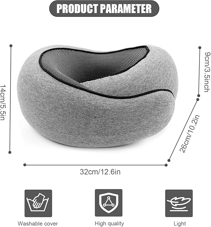 RURING Travel Pillows for Airplanes, Travel Neck Pillow Travel Pillow, Neck Pillow Airplane Memory Foam 360 Degree Support Stowable Pillows for Airplanes Offices and Cars 2PCS (Dark Gray)