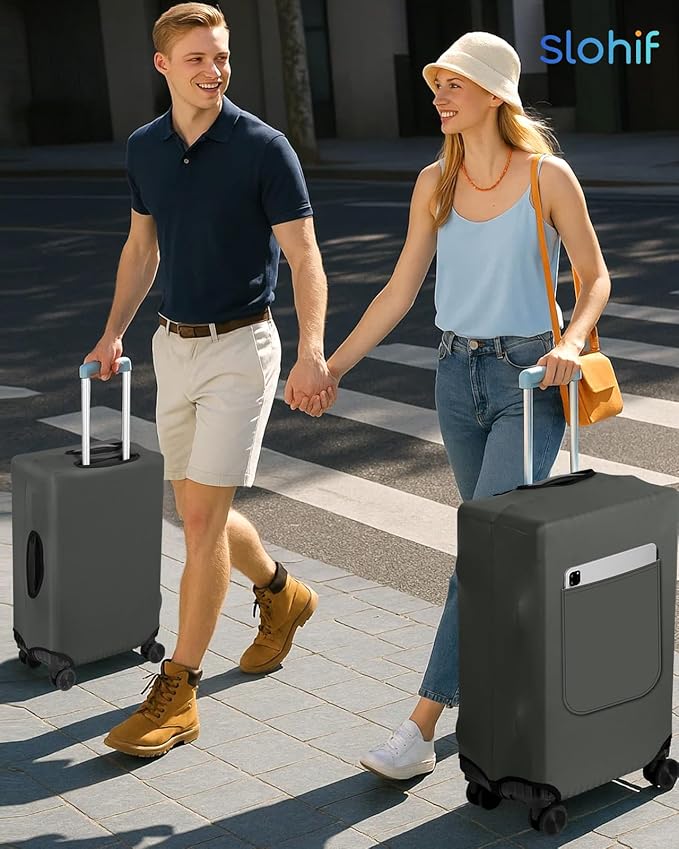 Slohif Luggage Cover for Suitcase Tsa Approved Protector - Luggage Sleeve Suit Case Cover Travel Stretch Large Baggage Case Protective Washable Fit 29-30 Inch Gray
