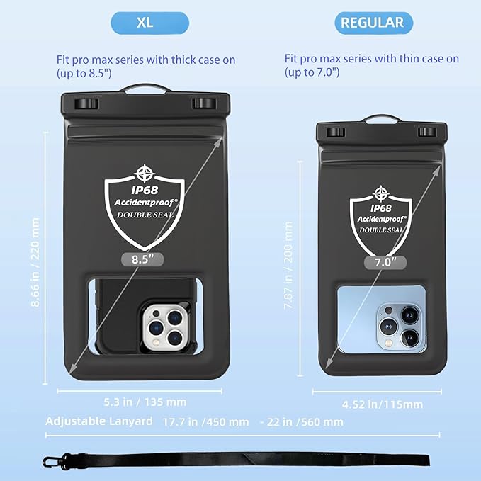 AiRunTech Universal Waterproof Phone Pouch, Beach Essential Accessories Protector iPhone Passport Money Sandproof,Swimming Sup Surfing Jetski Must Haves
