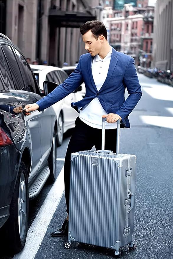 HotWay 26 Inch Checked in Luggage with Aluminum Frame,PC Hard Shell Suitcase with Spinner Wheels and TSA Lock, Large Suitcase for Business Travel