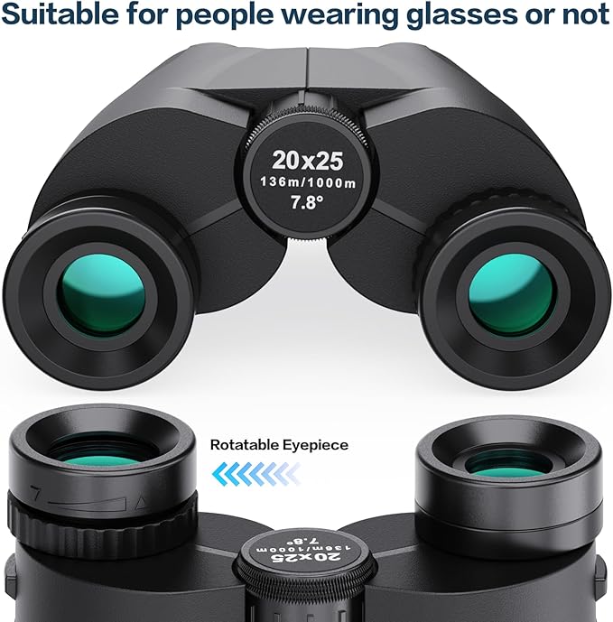20x25 Compact Binoculars for Adults and Kids, High Power Adults Binoculars with Low Light Vision for Bird Watching, Outdoor Hunting, Travel, Concert