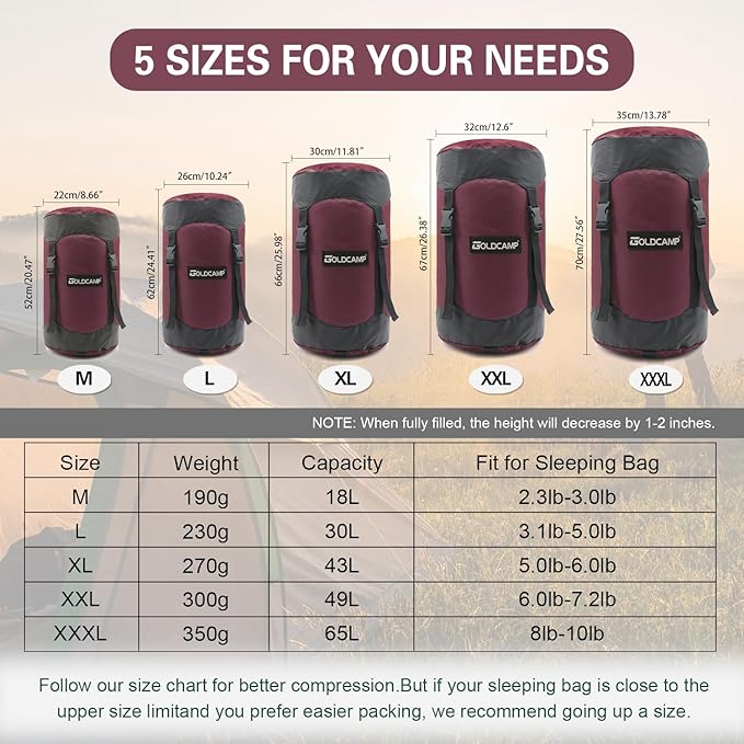 Outdoor Storage Stuff Sacks, Camping Gear Organizer (Red, XXL)