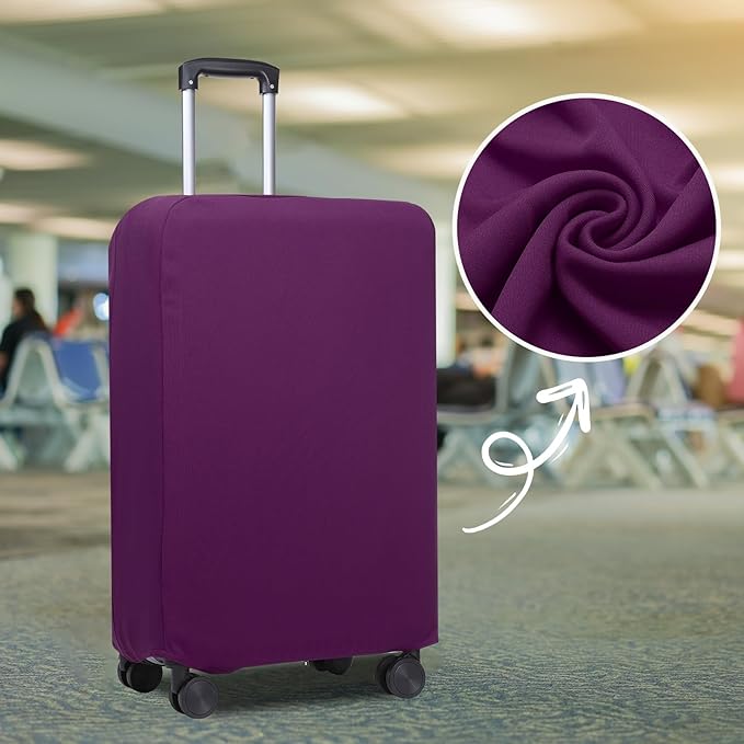 PATIKIL Luggage Cover, Suitcases Covers Elastic Carry on Cover Protector Washable Scratch-Resistant Fits 24-25 Inch Luggage for Travel Business Trips, Purple