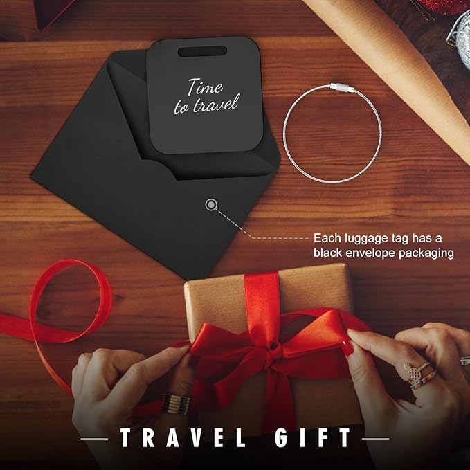 Personalized Engraved Gold Metal Luggage Tags for Suitcase - Custom Name Tags for Bags and Backpacks (10 Pack)