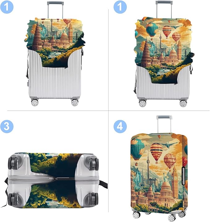 Luggage Cover Washable Suitcase Protector Anti-scratch Suitcase cover Fits 20-34 Inch Luggage (Balloon, M(24-26inch suitcase))