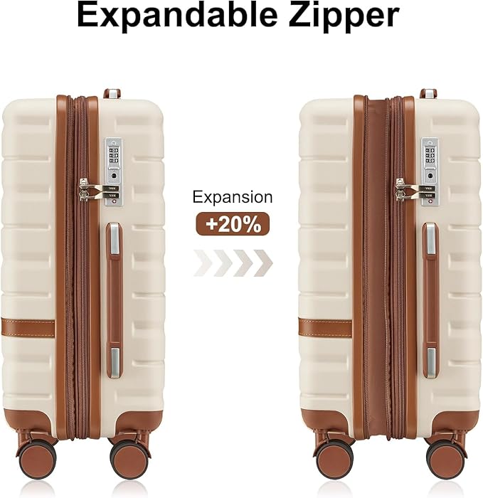 Luggage Sets 4 Piece with TSA Lock Hardside PC+ABS Carry On expandable Suitcase with Spinner Wheels Lightweight Rolling Travel Luggage Sets with YKK Zippers(Black, 4 Piece Sets(14/20/DB/TB))