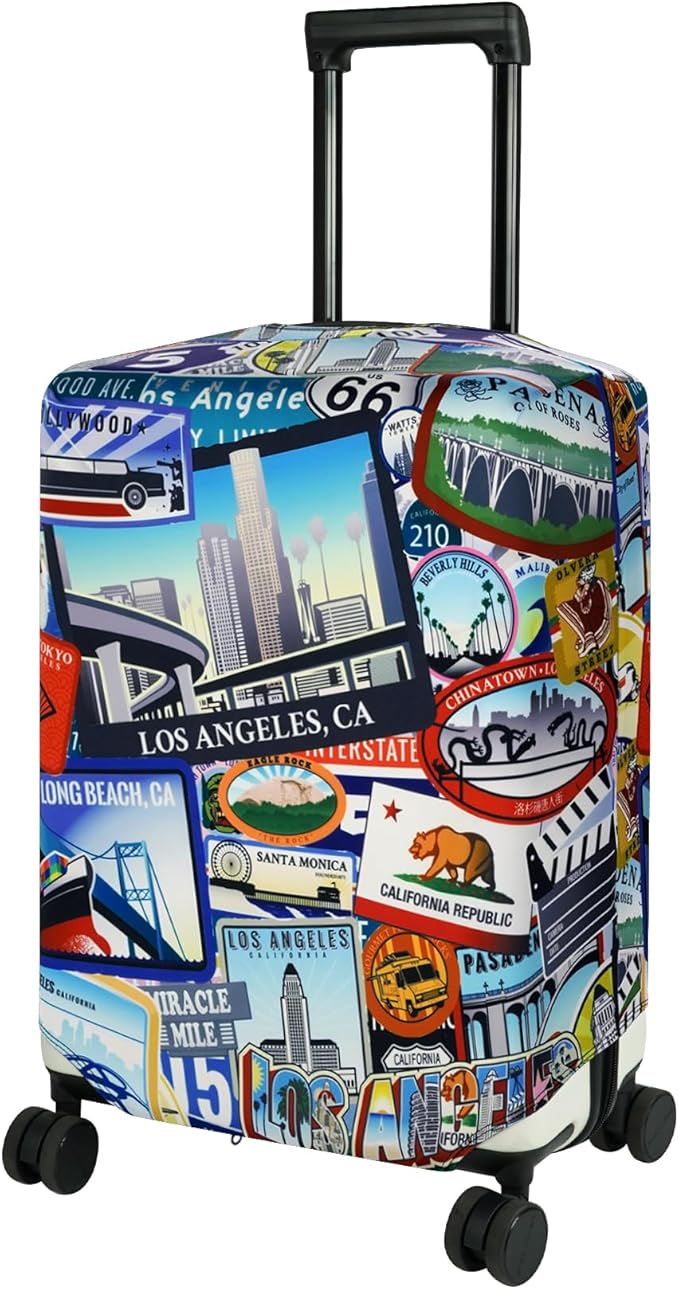 HYPER VENTURE Washable Luggage Cover - Fashion Suitcase Protector Fits 18-22 Inch Luggage (Travel Location, S)