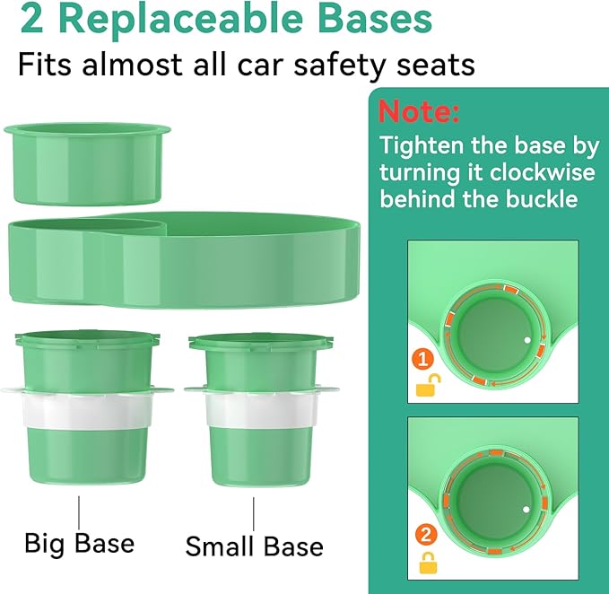 Kids Car Seat Tray, Travel Tray with Cup Holder for Toddler Baby, Kids Car Seat Food Snack Organizer for Road Trip, Stroller snack Organizer Travel Must Haves Toddler Must Haves (Light Green, 1 PCS)