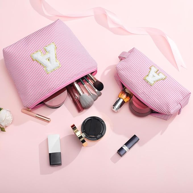 YOOLIFE Cute Makeup Bag for Women - Personalized Women Gifts Pink Makeup Pouch for Girlfriend Bridesmaid Wife | Cosmetic Travel Toiletry Bag for Her Mom | Birthday Gift Idea for Friend Female Sister N