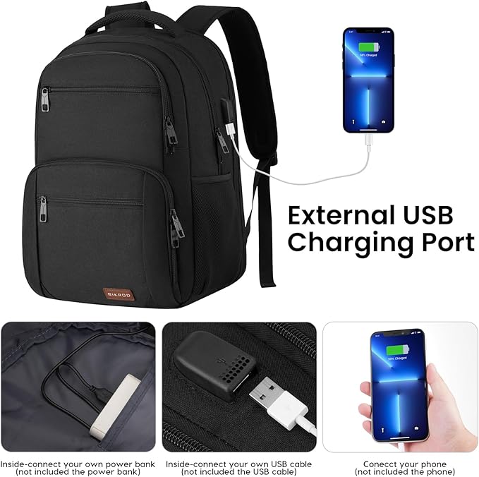 Backpack for Men and Women, School Backpacks for Teen Boys Water Resistant TSA Travel Backpack with USB Charging Port, Business Anti Theft Sturdy Computer Bag Gifts Fits 15.6 Inch Laptop,Black