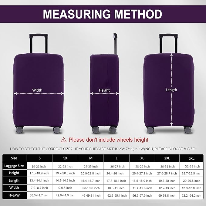 Travel Luggage Cover Suitcase Protector Scratch-Resistant Fit 19-31 Inch Suitcase, Not Included Suitcase (Purple, SX(22-23 inch))