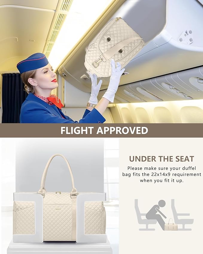 Weekender Travel Duffle Bag for Women - Carry on Bag with Shoe Compartment Overnight Bags with Toiletry Bag Wet Pocket Weekend Traveling Yoga Gym Hospital Bags for Labor and Delivery Beige