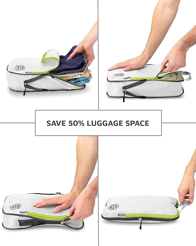 Compression Packing Cubes Set for Travel - Lightweight, Durable Clothes Organizer for Carry-On Luggage and Suitcases by TRIPPED Travel Gear