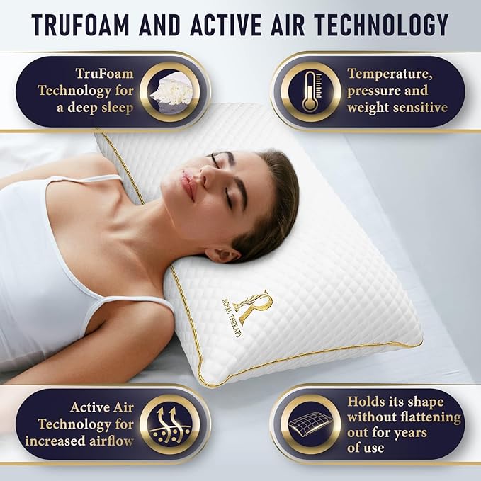 Royal Therapy 4-Pack King Memory Foam Pillow, Adjustable Shredded Pillow for Neck & Shoulder Pain Relief, Support for Back, Stomach, Side Sleepers