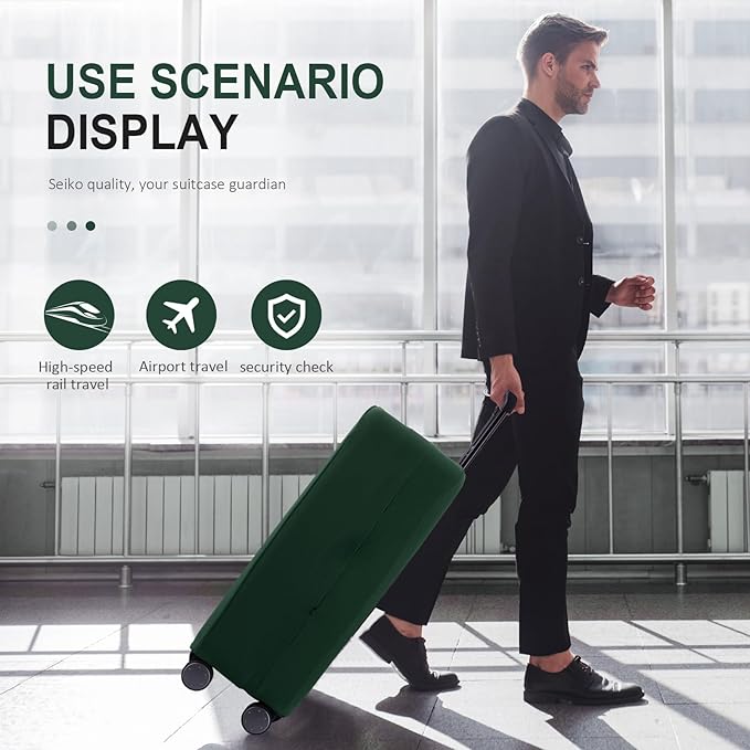 Travel Luggage Cover Suitcase Protector Scratch-Resistant Fit 19-31 Inch Suitcase, Not Included Suitcase (Avocado Green, S(19-21 inch))