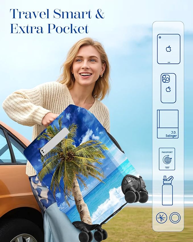Slohif Luggage Cover for Suitcase Tsa Approved Protector - Luggage Sleeve Large Suit Case Cover Travel Stretch Baggage Case Protective Washable Fit 21-23 Inch Hawaii S