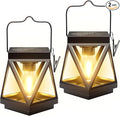KOOPER 2 Pack Solar Lanterns Outdoor Waterproof, Upgraded Black Metal Hanging Solar Lights Outdoor Lanterns Decorative for Yard Patio Table Pathway Garden Decor