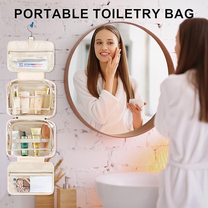 TOPEAST Travel Toiletry Bag for Women - Hanging Toiletry Bag Makeup Bag, Portable Toiletries Cosmetic Bag, Airplane Travel Essentials - Letter Y, Purple
