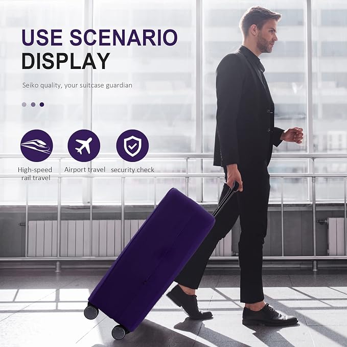 Travel Luggage Cover Suitcase Protector Scratch-Resistant Fit 19-31 Inch Suitcase, Not Included Suitcase (Purple, XL(28-29 inch))