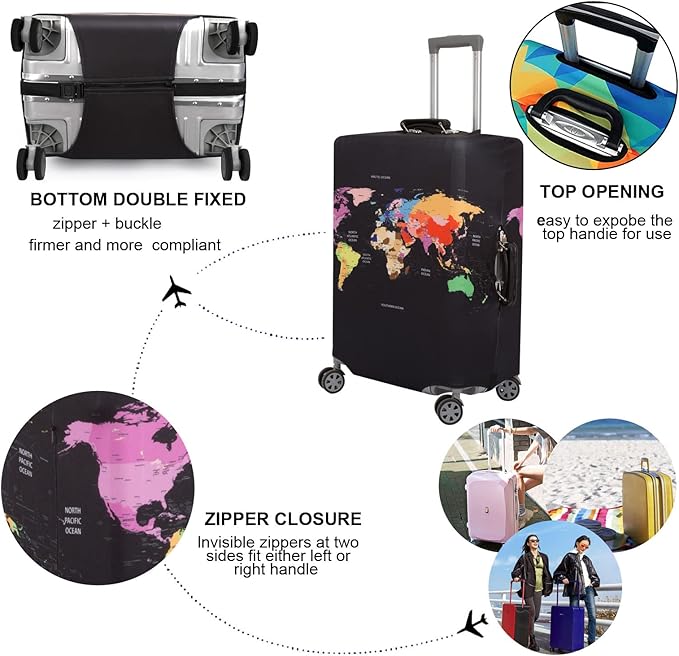 MosaiRudo Thicker Luggage Cover Elastic Suitcase Cover Protector Fits 18-32 Inch Suitcase Travel Accessories (Colorful, S)