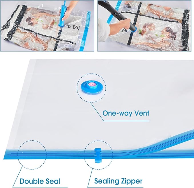 Extra Large Moving Bags Heavy Duty Space Saver Vacuum Storage Bag Vacuum Seal bags for Clothing Travel Packing bag Blue Bag for Moving Vaccine Sealed Blue Storage Bag (8 Pack)