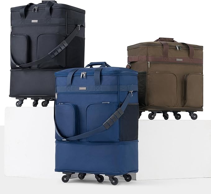 Hanke Expandable Collapsible Luggage with Wheels Suitcase Luggage Rolling Travel Bag Duffel Bag for Men Women Lightweight Suitcase Large Capacity Luggage with Spinner Wheel (Blue)
