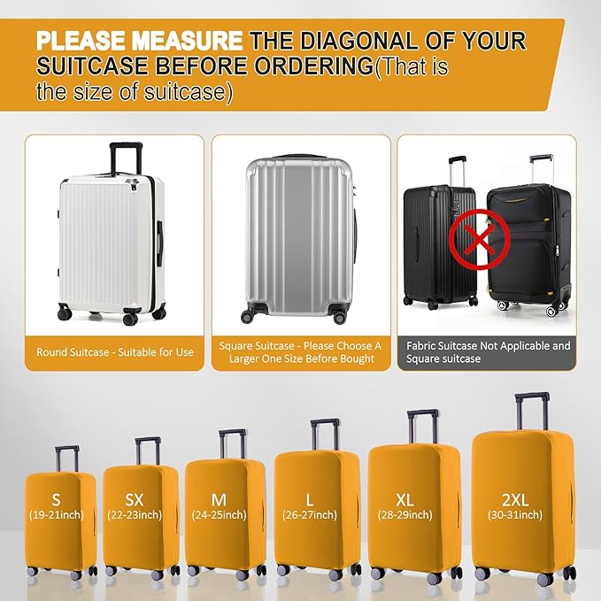 Travel Luggage Cover Suitcase Protector Scratch-Resistant Fit 19-31 Inch Suitcase, Not Included Suitcase (Yellow, S(19-21 inch))