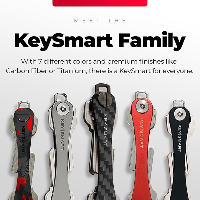KEYSMART Key Holder for Keychain - Compact Key Organizer for Key Chain, Minimalist Clutter-Free EDC Keychains Key Ringys, Carbon Fiber 3k, 14 Keys